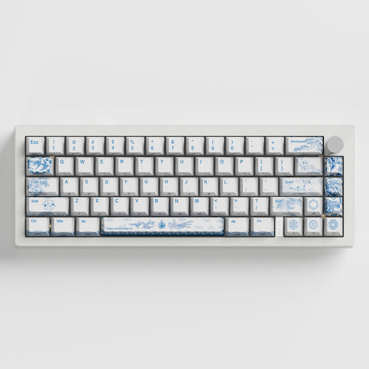 Blue Pottery Design Keycaps and Mechanical Keyboard