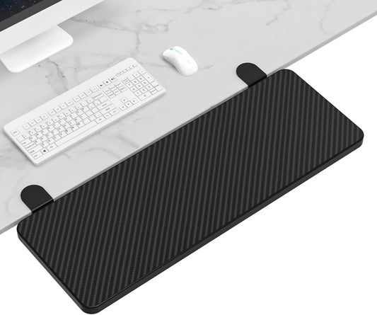 OUGIC Ergonomics Desk Extender Tray, 29.5"X9.5" Punch-Free Clamp On, Foldable Keyboard Drawer Tray, Table Mount Arm Wrist Rest Shelf, Computer Elbow Arm Support