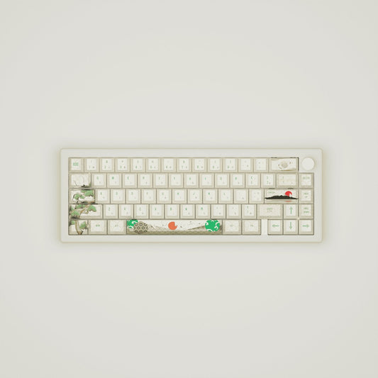 Japanese Crane Design Keycaps and Mechanical Keyboard